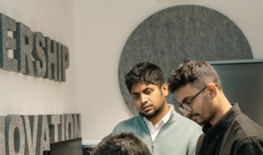 Atom model orbiting, digital backdrop, science, technology